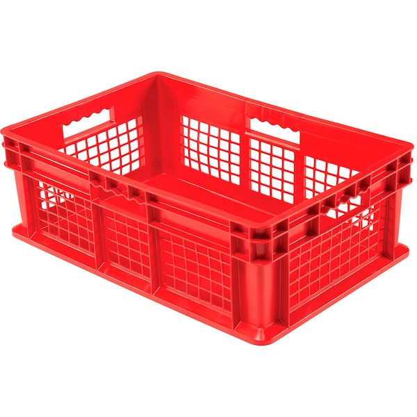 Global Industrial Mesh Straight Wall Storage Container, 23-3/4 in L x 15-3/4 in W x 8-1/4 in H, Red, Plastic 662120RD - main